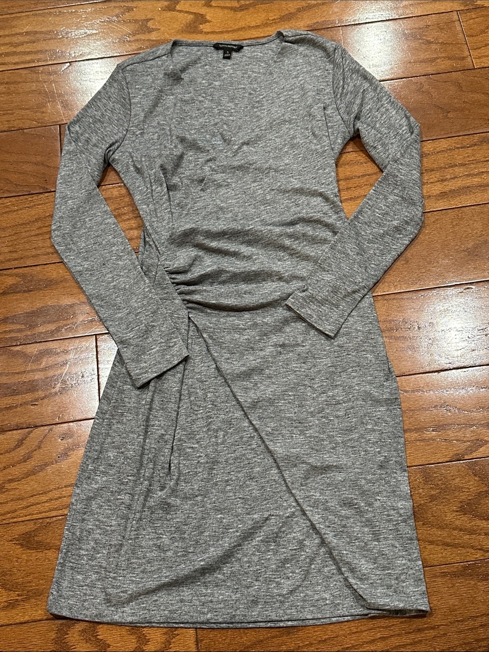 Banana Republic Heather Gray Long-Sleeve Wrap Dress